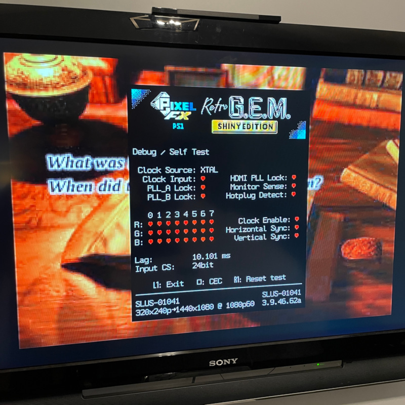 Sony PlayStation w/ PixelFX RetroGEM Shiny HDMI, XStation, Full